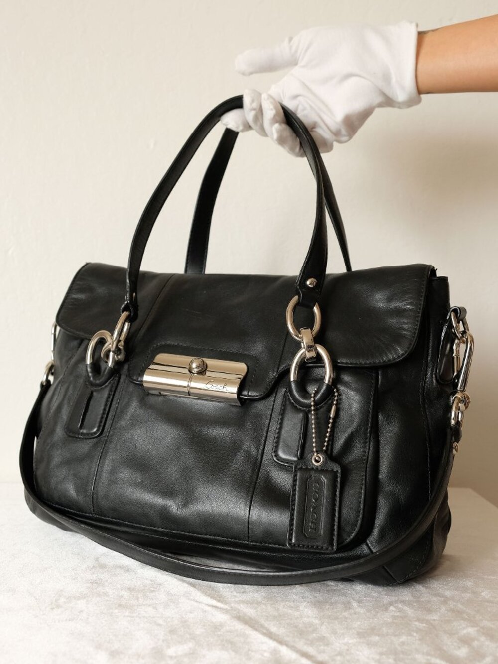 Y2K Vintage Coach Kristin Satchel Shoulder Bag, Black Leather, Fair